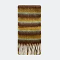 Striped alpaca wool blend scarf in brown and yellow with braided tassels - 220x25cm / Tan