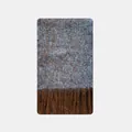 Alpaka-Wollmischschal in Graublau und Braun meliert mit groben Fransen - 200x30cm / Blau-Braun