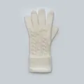 Zopfmuster Strickhandschuhe aus Wollmischung für Damen in Cremeweiß für den Winter - Einheitsgröße / Weiß