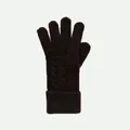 Dunkelbraune Zopfstrickhandschuhe aus Wollmischung mit Touchscreen-Funktion für Damen - Einheitsgröße / Braun