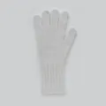 White knitted raccoon wool blend touchscreen gloves with elastic ribbed cuffs - White