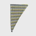 Triangle knitted scarf with grey, white and fuzzy yellow stripes in wool blend fabric - 110x37cm / Gray