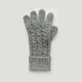Hellgraue Zopfstrick-Handschuhe aus Wollmischung mit Rippbündchen für den Winter - Einheitsgröße / Hellgrau