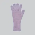 Pink wool blend touchscreen knitted gloves with long ribbed cuffs for winter warmth - Pink