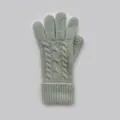Gants d'hiver torsadés en mélange de laine de lapin vert menthe avec poignets côtelés - Taille unique / Vert clair
