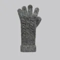 Gants en laine de lapin mélangée gris foncé avec motif torsadé vintage et poignets côtelés - Taille unique / Gris clair