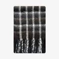 Plaid wool blend scarf in dark black and beige colors with soft tassel fringe detail - 220x40cm / Black