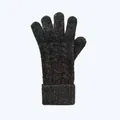 Gants d'hiver en mélange de laine gris foncé avec tricot torsadé et écran tactile - Taille unique / Noir Charbon