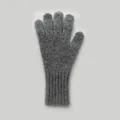 Light grey raccoon hair blend touch screen knitted gloves with long ribbed cuffs - Dark Gray