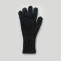 Warm charcoal grey fuzzy raccoon wool blend touchscreen gloves with long ribbed cuffs - Charcoal Black