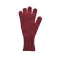 Klassische burgunderrote Strickhandschuhe aus Wollmischung mit Rippbündchen und Pailletten - Einheitsgröße / Rot