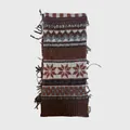 Bufanda de lana mezcla Fair Isle en color beige y marrón con detalle de flecos - 190x18cm / Marrón