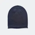 Berretto minimalista blu navy in 100% lana australiana con trama a maglia senza cuciture - 23x26cm / Blu Notte