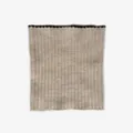 Oatmeal wool knit neck warmer featuring a delicate black pearl edge trim design - 24x20cm / Beige