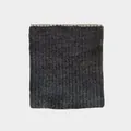 Dark grey 100% wool knit neck warmer with cream wavy trim and ribbed texture - 24x20cm / Dark Gray