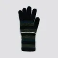 Regenbogen gestreifte Strickhandschuhe aus Mohair-Wollmischung in Schwarz und Olivgrün - Einheitsgröße / Schwarz