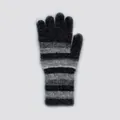 Gestreifte Strickhandschuhe aus Wollmischung in Grau und Dunkelgrau für den Winter - Einheitsgröße / Grau
