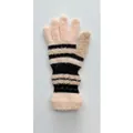 Rosa-schwarz gestreifte Strickhandschuhe aus weichem Plüschgarn mit Glitzer - Einheitsgröße / Rosa