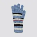 Regenbogen gestreifte hellblaue Strickhandschuhe für Damen aus Wollmischgewebe - Einheitsgröße / Blau