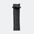 Donkergrijze gebreide beenwarmers met ruches aan de zoom van zachte wolmix textuur - 40x11cm / Grijs