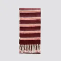 Striped wool blend scarf with red, pink and orange blocks and white fringe tassels - 210x25cm / Burgundy