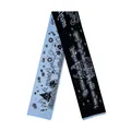 Double-sided knit Christmas scarf with snowflake and lettering in blue and black colors - 170x24cm / Blue