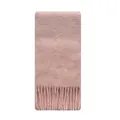 Zachte lichtroze wollen sjaal met geborstelde textuur en lange franjes aan de uiteinden - 220x26cm / Lichtroze