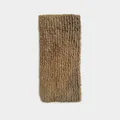 Sciarpa marrone in misto lana con morbida trama a coste e design in pile tipo teddy - Marrone