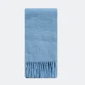 Dicker hellblauer Wollmischschal mit weicher Bürstentextur und langen Fransenrand - 220x26cm / Eisblau