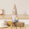 Knitted heart hat gnome plush doll with a coffee cup for Christmas home decoration - Brown Male