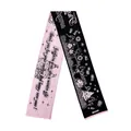 Knitted winter scarf featuring black and pink snowflake jacquard and gnome patterns - 170x24cm / Pink
