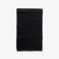 Zwarte wollen mix sjaal met contrasterende witte festonsteek randen, opgevouwen - 190x27cm / Zwart
