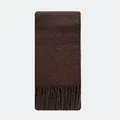 Dicker kaffeebrauner Schal aus Wollmischung mit weicher Textur und klassischen Fransen - 220x26cm / Braun