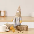 Swedish gnome plush with brown knitted heart hat and long braided beard for home decor - Brown Female Style