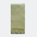 Zachte lichtgele wolmix sjaal met dikke geborstelde textuur en lange franje randen - 220x26cm / Melkachtig Geel