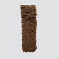 Minimalist curly texture wool knit scarf in brown teddy fleece finish for women - 170x10cm / Caramel Coffee