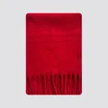 Bufanda roja de mezcla de lana con textura suave de felpa y detalle de flecos - 215x38cm / Rojo