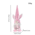 Gnome de Pâques en peluche rose et blanc avec oreilles de lapin et œuf, 35cm - Rose