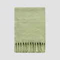 Bufanda suave verde menta de mezcla de lana con flecos para calidez y confort invernal - 215x38cm / Verde matcha