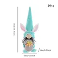 Gnome de Pâques en peluche vert menthe avec oreilles de lapin et œuf à pois jaune - Bleu