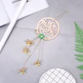 Suspension de Noël en bois avec feuilles en feutre vert et grelots dorés polis - Style Cloche Ronde