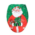 Funda para tapa de inodoro de Navidad con Papá Noel y oso en colores verde y rojo - Papá Noel Estilo B