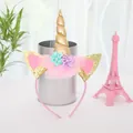 Unicorn haarband voor kinderen met gouden hoorn en roze bloemen voor prinsessenfeestjes - Eén maat / Goud