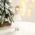 Figurine d'ange de Noël artisanale avec robe à franges blanches et étoile scintillante - Ange Debout Sapin de Noël Blanc