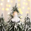Ange de Noël avec paillettes argentées, fausse fourrure et cheveux dorés en suspension - Ange debout blanc