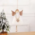 Handmade white plush Christmas angel ornament with golden wings and heart detail - White