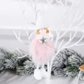 Plush pink angel doll Christmas tree ornament with silver star and white hat hanger - Pink Silver Wire Plush Five-star Angel