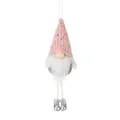 Pendaglio gnomo di Natale in maglia rosa con gambe lunghe e paillettes - Stile gambe lunghe rosa / Rosa