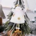 White plush angel Christmas ornament with gold snowflake sequins and glitter wings - White Sequin Hat Style / White