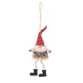 Christmas wooden gnome ornament with red striped hat and glittering XMAS letter sign - Letter Style (With XMAS)
